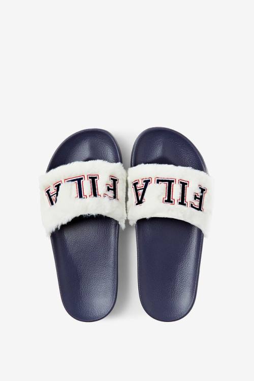 Fila Furry Drifter Collegiate Naisten Rantasandaalit Laivastonsininen Punainen | Fila912BG
