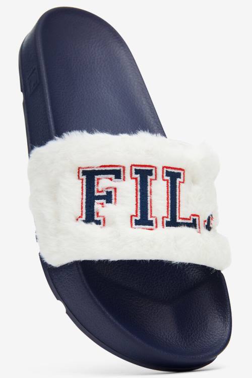 Fila Furry Drifter Collegiate Naisten Rantasandaalit Laivastonsininen Punainen | Fila912BG