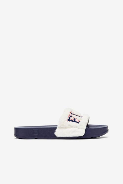 Fila Furry Drifter Collegiate Naisten Rantasandaalit Laivastonsininen Punainen | Fila912BG