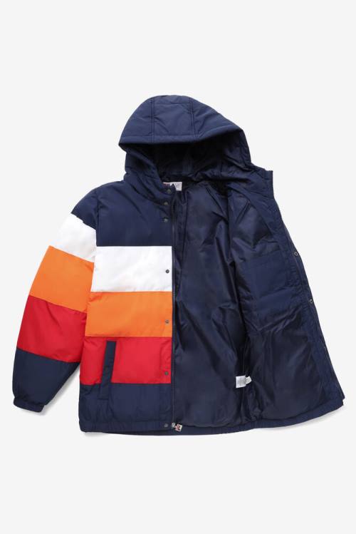 Fila Giovanni Puffa Miesten Takki Laivastonsininen Valkoinen Oranssi Punainen | Fila950QL