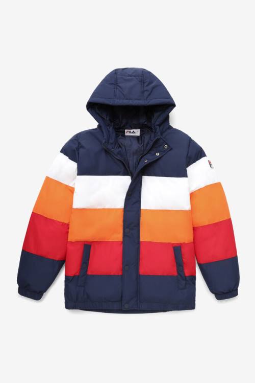 Fila Giovanni Puffa Miesten Takki Laivastonsininen Valkoinen Oranssi Punainen | Fila950QL