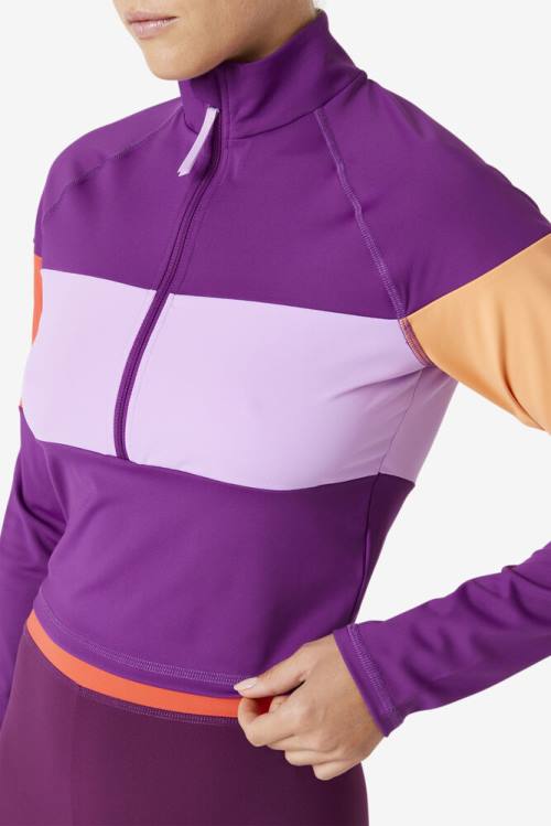 Fila Jaida Based Layer Half Zip Naisten T Paidat Violetit | Fila861GZ
