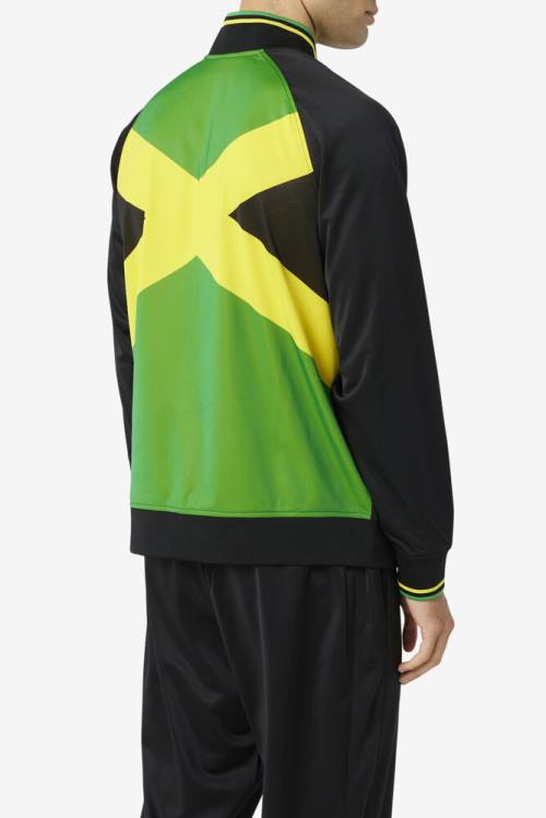 Fila Jamaica Track Miesten Takki Mustat Keltainen Vihreä | Fila436MT