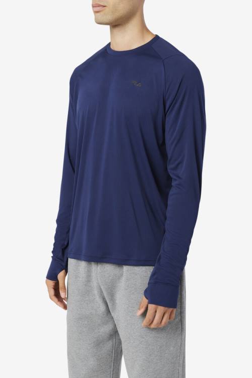 Fila Jazam Long Sleeve Crew Miesten T Paidat Laivastonsininen Mustat | Fila704WI
