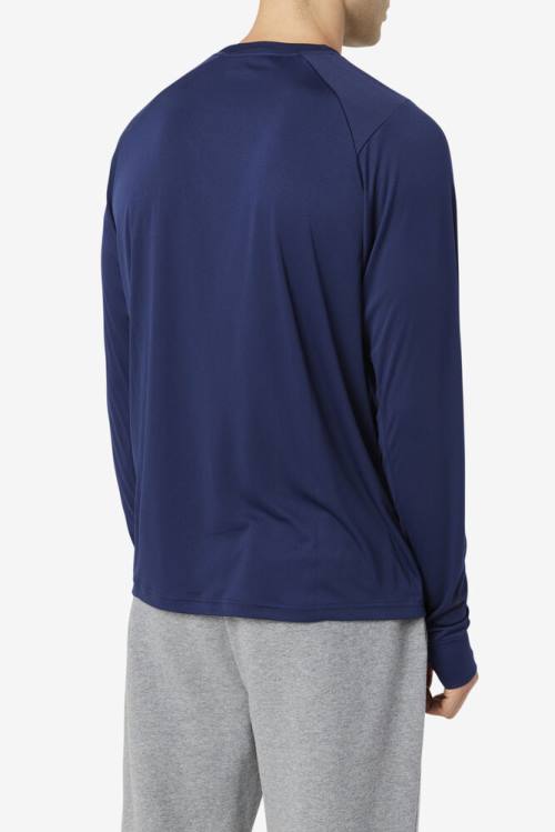 Fila Jazam Long Sleeve Crew Miesten T Paidat Laivastonsininen Mustat | Fila704WI