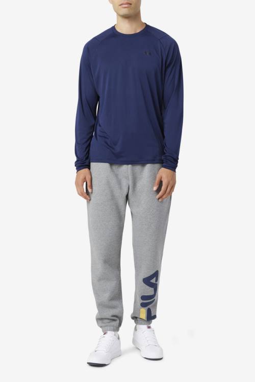 Fila Jazam Long Sleeve Crew Miesten T Paidat Laivastonsininen Mustat | Fila704WI