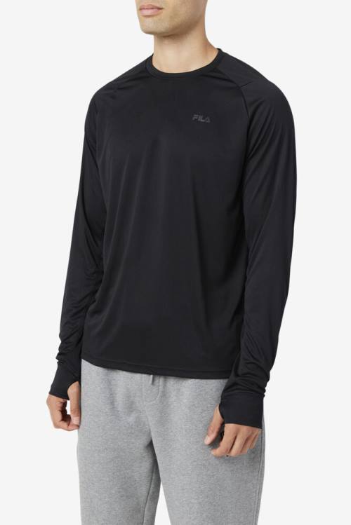 Fila Jazam Long Sleeve Crew Miesten T Paidat Mustat | Fila769NQ