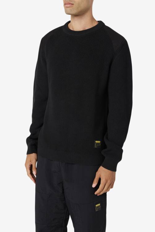 Fila Jory Fisherman Knit Crew Miesten Puserot Mustat | Fila031SA