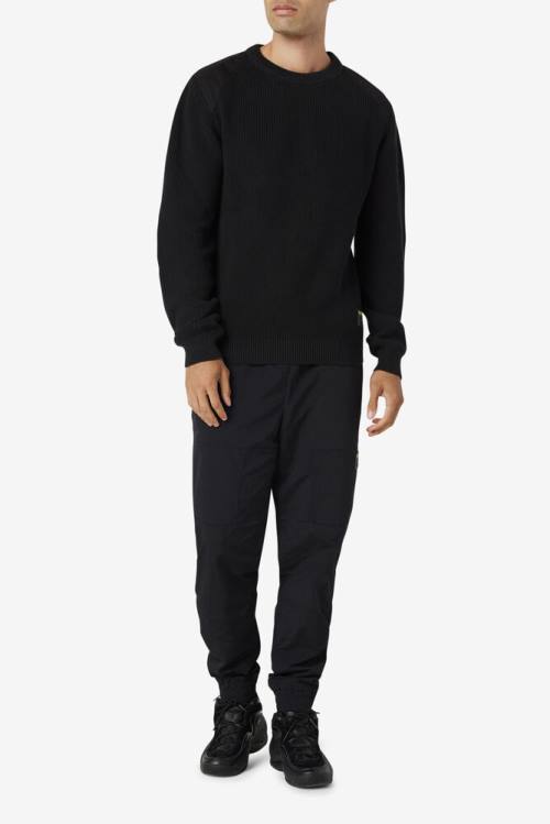 Fila Jory Fisherman Knit Crew Miesten Puserot Mustat | Fila031SA