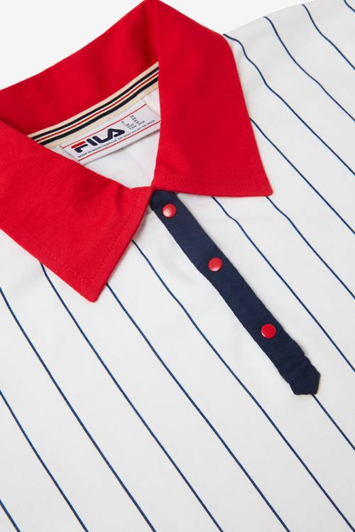 Fila Lacy Premium Naisten Pikeepaita Valkoinen Punainen Laivastonsininen | Fila863SR