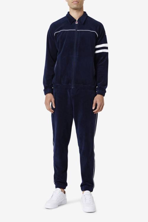 Fila Lewis Velour Miesten Housut Laivastonsininen Valkoinen | Fila037ZN