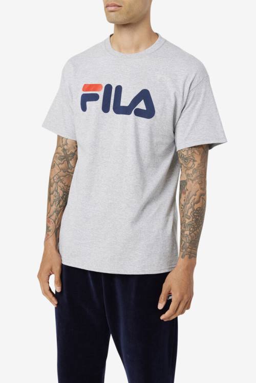 Fila Logo Tee Miesten T Paidat Harmaat Laivastonsininen Punainen | Fila281UV