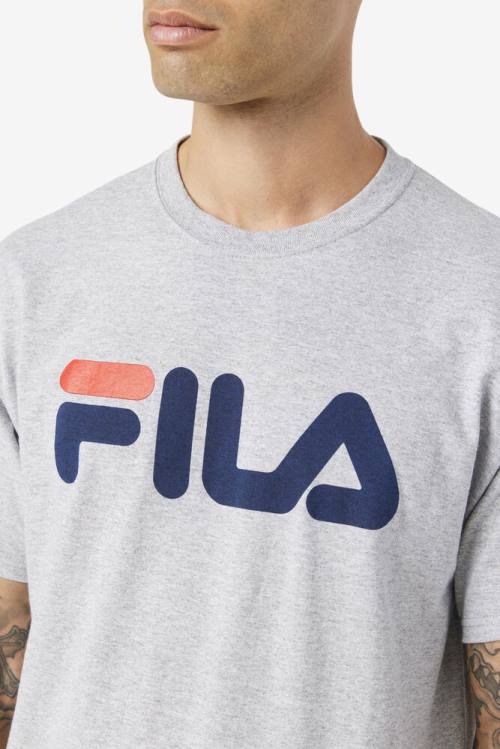 Fila Logo Tee Miesten T Paidat Harmaat Laivastonsininen Punainen | Fila281UV