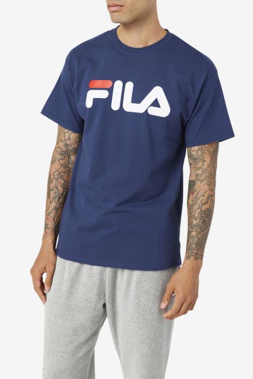 Fila Logo Tee Miesten T Paidat Laivastonsininen Valkoinen Punainen | Fila409HP