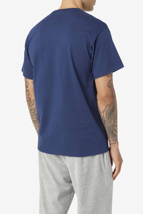 Fila Logo Tee Miesten T Paidat Laivastonsininen Valkoinen Punainen | Fila409HP