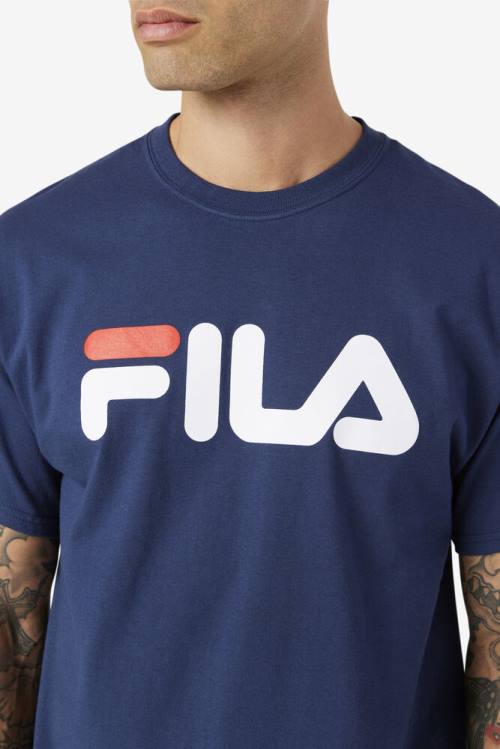 Fila Logo Tee Miesten T Paidat Laivastonsininen Valkoinen Punainen | Fila409HP