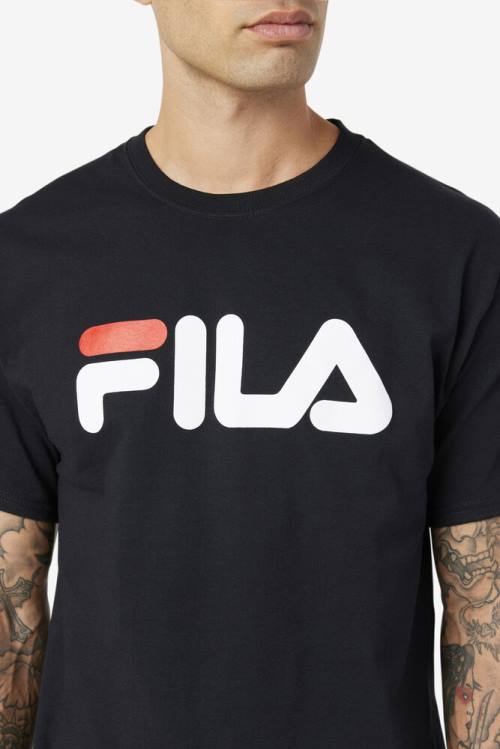 Fila Logo Tee Miesten T Paidat Mustat Valkoinen Punainen | Fila129NT