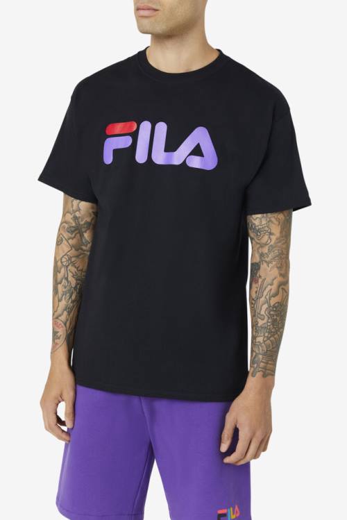 Fila Logo Tee Miesten T Paidat Mustat Violetit Punainen | Fila581XD