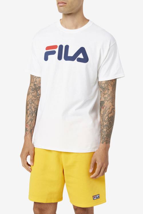 Fila Logo Tee Miesten T Paidat Valkoinen Laivastonsininen Punainen | Fila490BZ