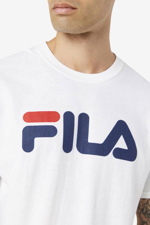 Fila Logo Tee Miesten T Paidat Valkoinen Laivastonsininen Punainen | Fila490BZ