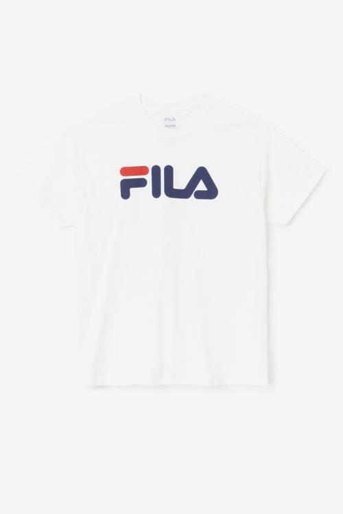 Fila Logo Tee Miesten T Paidat Valkoinen Laivastonsininen Punainen | Fila490BZ