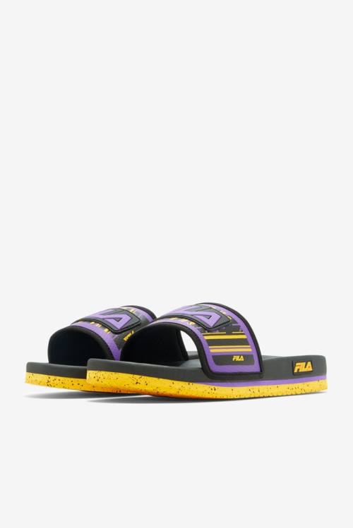 Fila Lunar Miesten Rantasandaalit Mustat Kultaiset Violetit | Fila586ZP