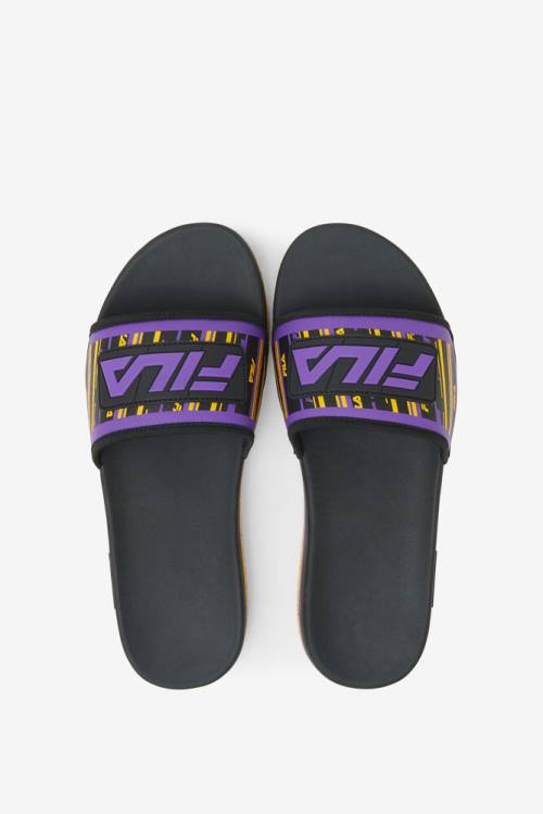 Fila Lunar Miesten Rantasandaalit Mustat Kultaiset Violetit | Fila586ZP