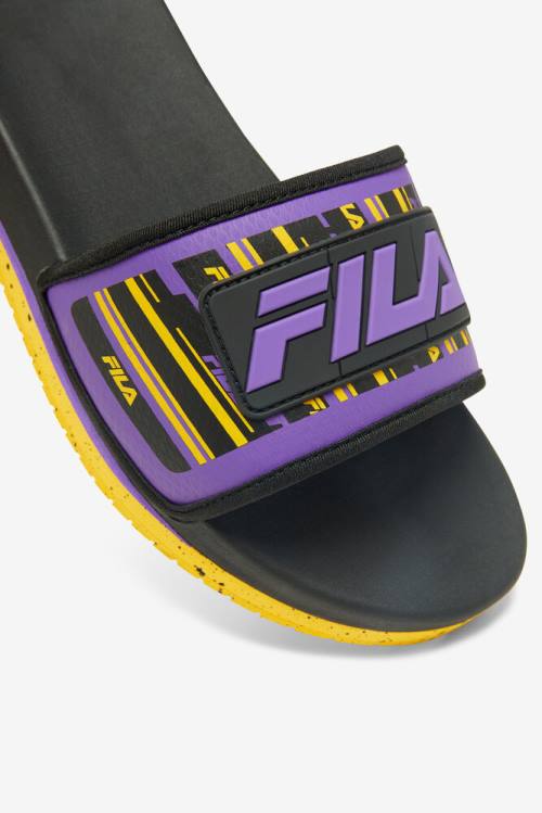 Fila Lunar Miesten Rantasandaalit Mustat Kultaiset Violetit | Fila586ZP