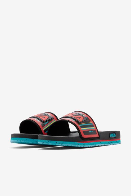 Fila Lunar Miesten Rantasandaalit Mustat Turkoosi Punainen | Fila859FL