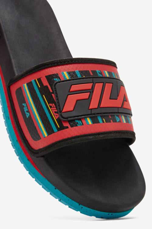 Fila Lunar Miesten Rantasandaalit Mustat Turkoosi Punainen | Fila859FL