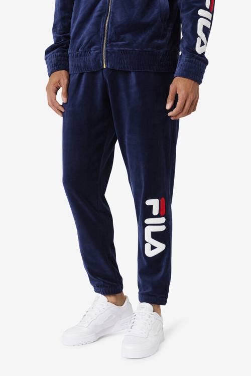 Fila Mansur Velour Miesten Housut Laivastonsininen Valkoinen Punainen | Fila059BT