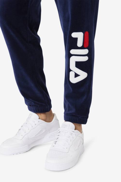Fila Mansur Velour Miesten Housut Laivastonsininen Valkoinen Punainen | Fila059BT