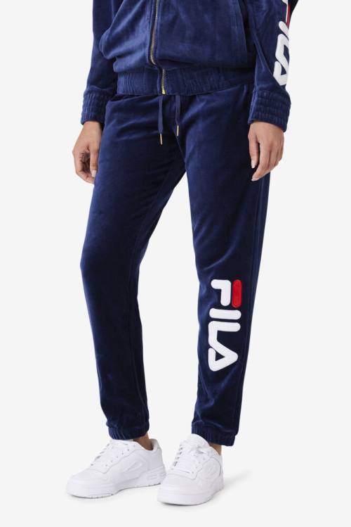 Fila Mansur Velour Miesten Housut Laivastonsininen Valkoinen Punainen | Fila059BT