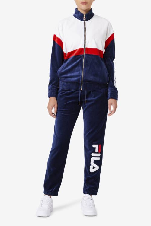 Fila Mansur Velour Miesten Housut Laivastonsininen Valkoinen Punainen | Fila059BT