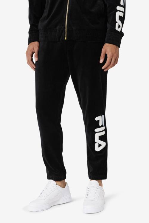 Fila Mansur Velour Miesten Housut Mustat Valkoinen | Fila846IE