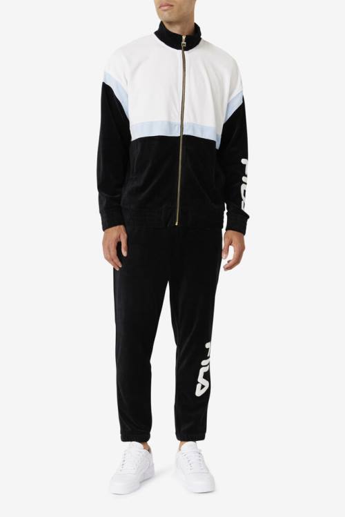 Fila Mansur Velour Miesten Housut Mustat Valkoinen | Fila846IE