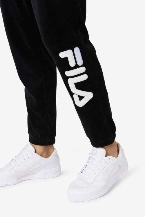 Fila Mansur Velour Miesten Housut Mustat Valkoinen | Fila846IE