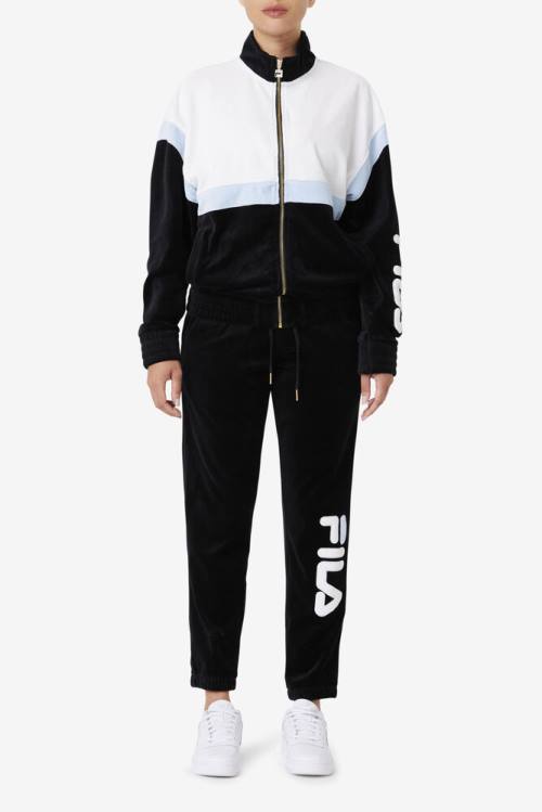 Fila Mansur Velour Miesten Housut Mustat Valkoinen | Fila846IE