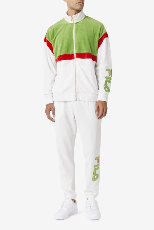 Fila Mansur Velour Miesten Housut Valkoinen Vihreä Punainen | Fila428CN