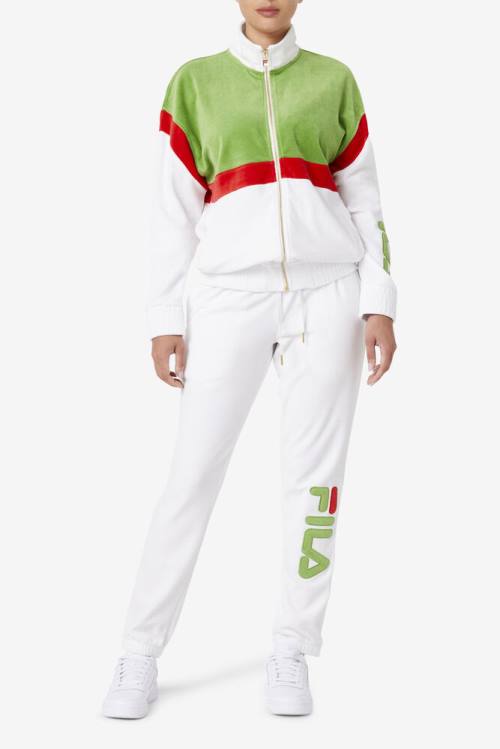 Fila Mansur Velour Miesten Housut Valkoinen Vihreä Punainen | Fila428CN