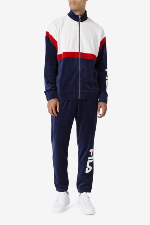 Fila Mansur Velour Miesten Takki Laivastonsininen Valkoinen Punainen | Fila103BV