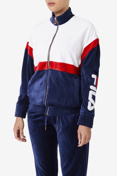 Fila Mansur Velour Miesten Takki Laivastonsininen Valkoinen Punainen | Fila103BV
