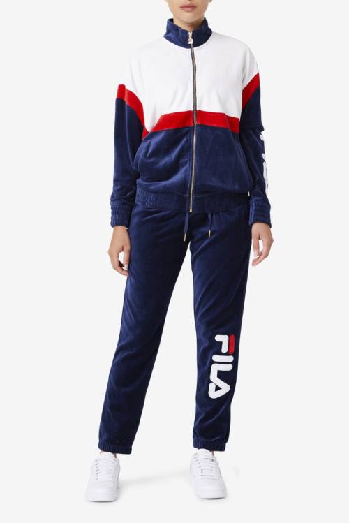Fila Mansur Velour Miesten Takki Laivastonsininen Valkoinen Punainen | Fila103BV