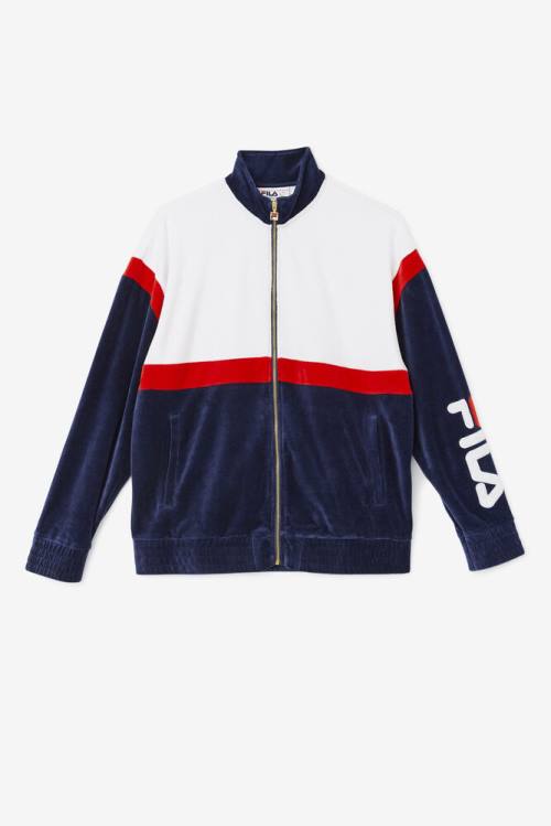 Fila Mansur Velour Miesten Takki Laivastonsininen Valkoinen Punainen | Fila103BV