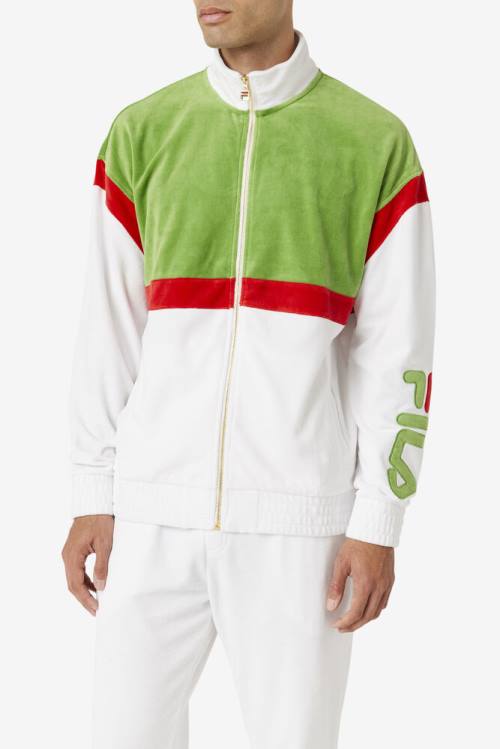 Fila Mansur Velour Miesten Takki Valkoinen Vihreä Punainen | Fila791LB