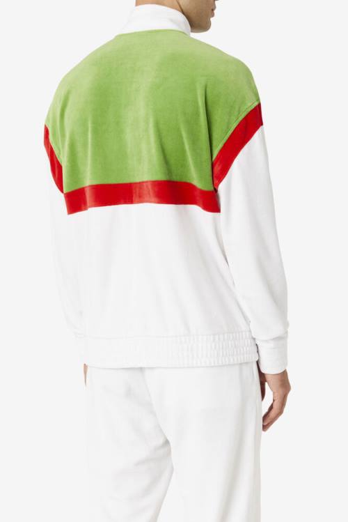 Fila Mansur Velour Miesten Takki Valkoinen Vihreä Punainen | Fila791LB