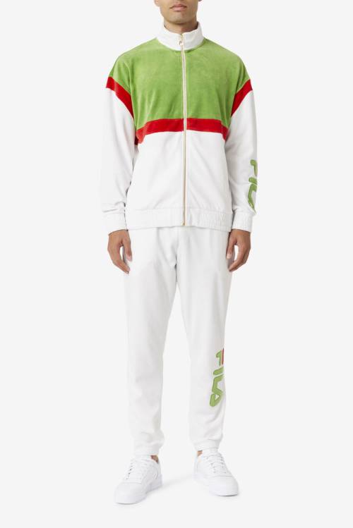 Fila Mansur Velour Miesten Takki Valkoinen Vihreä Punainen | Fila791LB