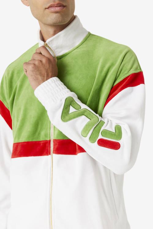 Fila Mansur Velour Miesten Takki Valkoinen Vihreä Punainen | Fila791LB