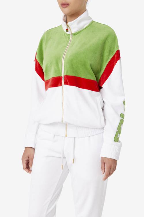 Fila Mansur Velour Miesten Takki Valkoinen Vihreä Punainen | Fila791LB