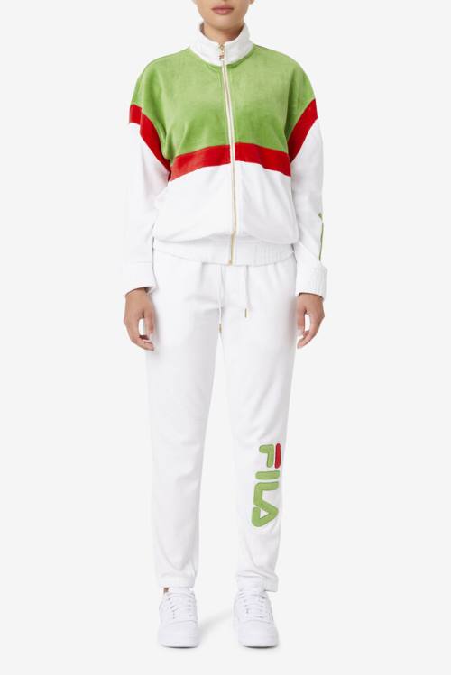 Fila Mansur Velour Miesten Takki Valkoinen Vihreä Punainen | Fila791LB